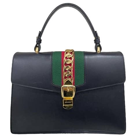 Gucci Sylvie Medium Flap Chain Nera Borsa Con Tracolla 